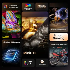 Mini Smart-TV 75U7Q189 cm 75" 3840x21604K UHD 144Hz HDR10+ Dolby Atmos DTS Virtual X-Decodierung VIDAA Smart OS Serie:U7Q Mini Smart-TV 75U7Q189 cm 75" 3840x21604K UHD 144Hz HDR10+ Dolby Atmos DTS Virtual X-Decodierung VIDAA Smart OS Serie:U7Q