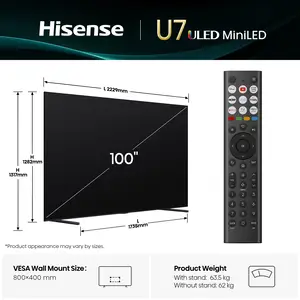 Mini Smart-TV 100U7Q253 cm 100" 3840x21604K UHD 165Hz HDR10+ Dolby Atmos DTS Virtual X-Decodierung VIDAA Smart OS Serie:U7Q Mini Smart-TV 100U7Q253 cm 100" 3840x21604K UHD 165Hz HDR10+ Dolby Atmos DTS Virtual X-Decodierung VIDAA Smart OS Serie:U7Q
