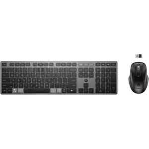 725 Kombo mit wiederaufladbarer kabelloser Tastatur und Maus für mehrere Geräte, Volle Größe (100%), Kabellos, RF Wireless + Bluetooth, Scherenschalter, Schwarz, Maus enthalten 725 Kombo mit wiederaufladbarer kabelloser Tastatur und Maus für mehrere Geräte, Volle Größe (100%), Kabellos, RF Wireless + Bluetooth, Scherenschalter, Schwarz, Maus enthalten